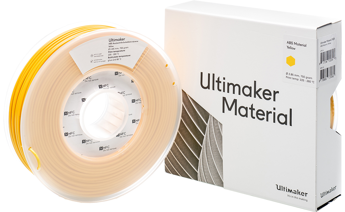 1629 Ultimaker 2.85 mm Yellow ABS 3D Printer Filament, 750 g