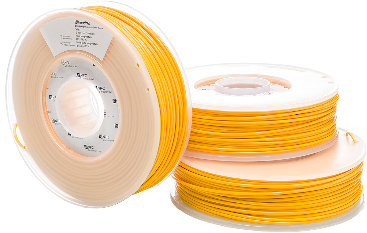 1629 Ultimaker 2.85 mm Yellow ABS 3D Printer Filament, 750 g