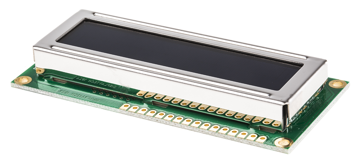 Displaytech Alphanumeric LED LCD Monochrome Display, White on Black, 2 x 16