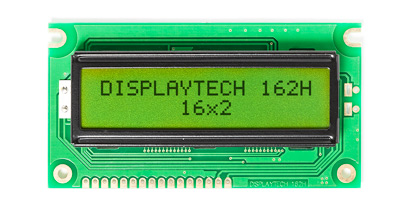 Displaytech 162H BC BW 162H Alphanumeric LED LCD Monochrome Display, Green, Yellow on Green, 2 x 16