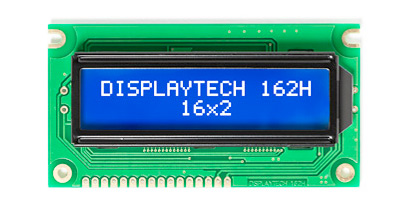 Displaytech 162H CC BC-3LP 162H Alphanumeric LED LCD Monochrome Display, White on Blue, 2 x 16