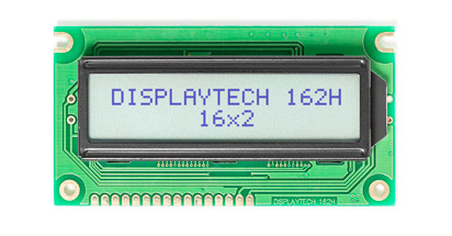 Displaytech 162H Alphanumeric LED LCD Monochrome Display, White on Green, 2 x 16