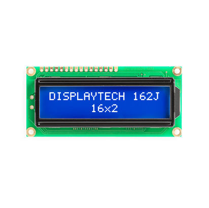 Displaytech 162J Alphanumeric LED LCD Monochrome Display, White on Blue, 2 x 16