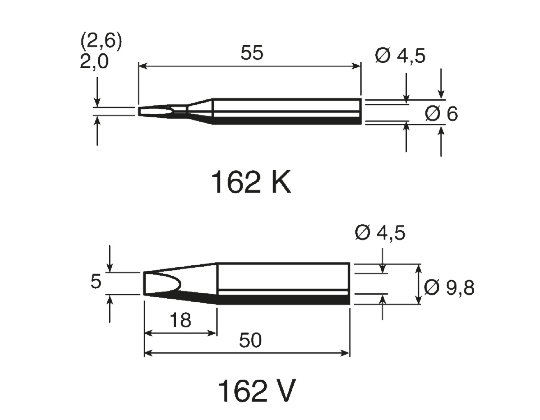 Ersa 2.6 mm Chisel 55 mm Soldering Iron Tip for use with Tip 260, Multitip C15
