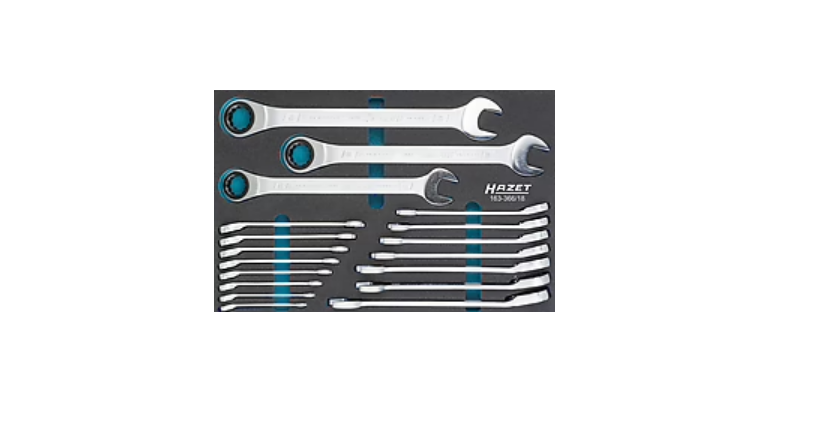 HAZET 18-Piece Wrench Set, 8 to 32 mm, Chrome Vanadium Steel