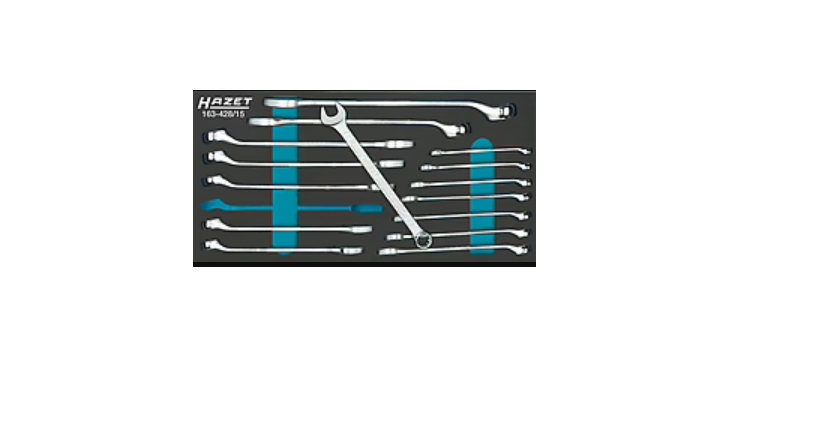 HAZET 15-Piece Wrench Set, 6 to 22 mm, Chrome Vanadium Steel