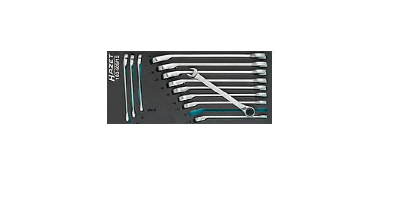 HAZET 12-Piece Wrench Set, 8 to 19 mm, Chrome Vanadium Steel