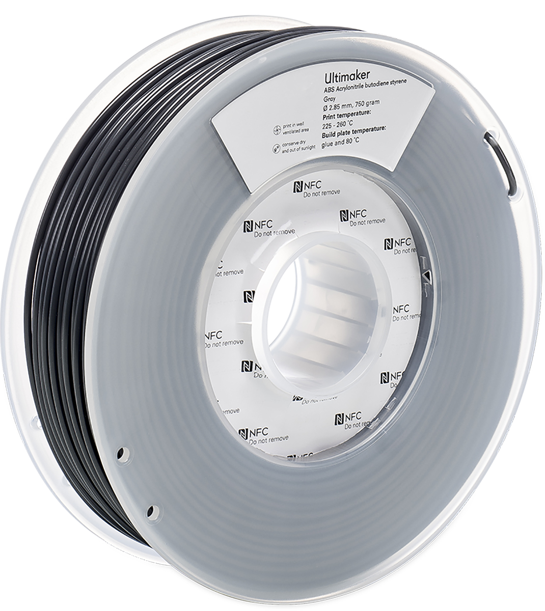 Ultimaker 2.85 mm Grey ABS 3D Printer Filament, 750 g