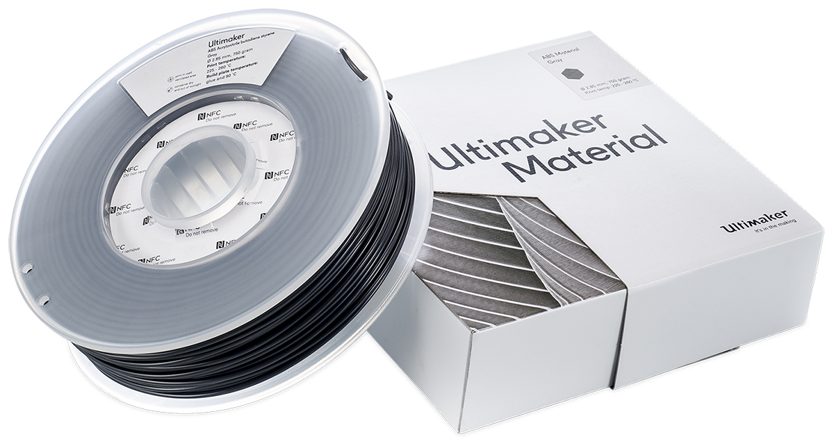 1630 Ultimaker 2.85 mm Grey ABS 3D Printer Filament, 750 g