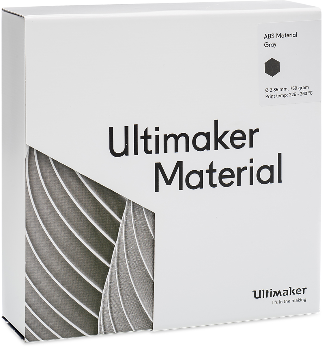 1630 Ultimaker 2.85 mm Grey ABS 3D Printer Filament, 750 g