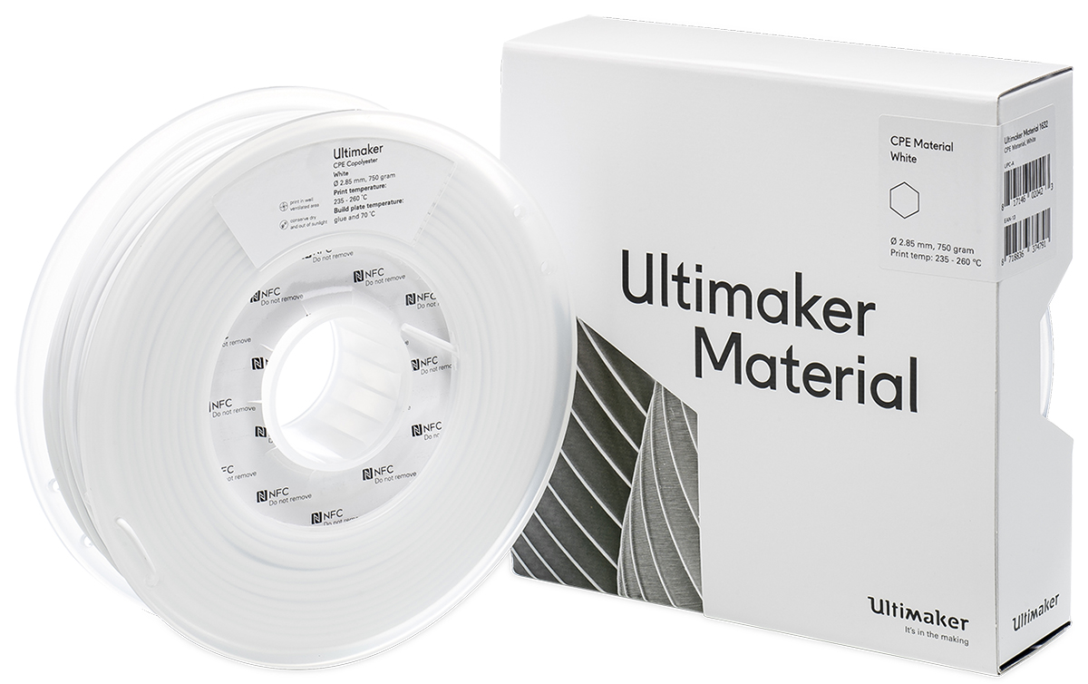 1632 Ultimaker 2.85 mm White CPE 3D Printer Filament, 750 g