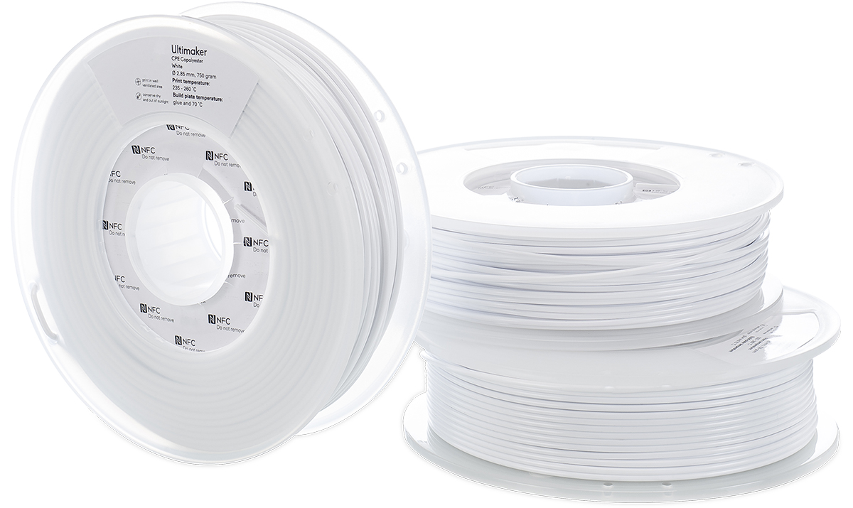 1632 Ultimaker 2.85 mm White CPE 3D Printer Filament, 750 g