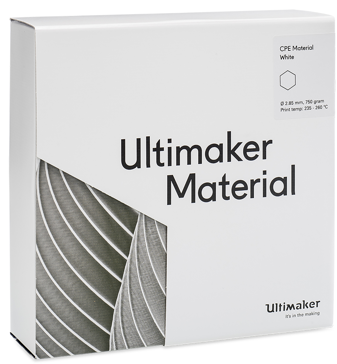 1632 Ultimaker 2.85 mm White CPE 3D Printer Filament, 750 g