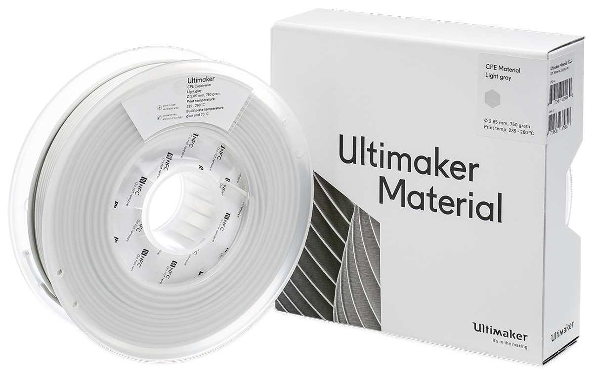 1633 Ultimaker 2.85 mm Grey CPE 3D Printer Filament, 750 g