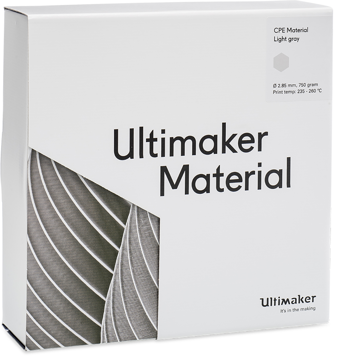1633 Ultimaker 2.85 mm Grey CPE 3D Printer Filament, 750 g