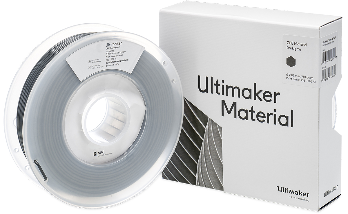 1634 Ultimaker 2.85 mm Grey CPE 3D Printer Filament, 750 g