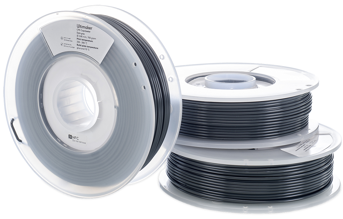 1634 Ultimaker 2.85 mm Grey CPE 3D Printer Filament, 750 g