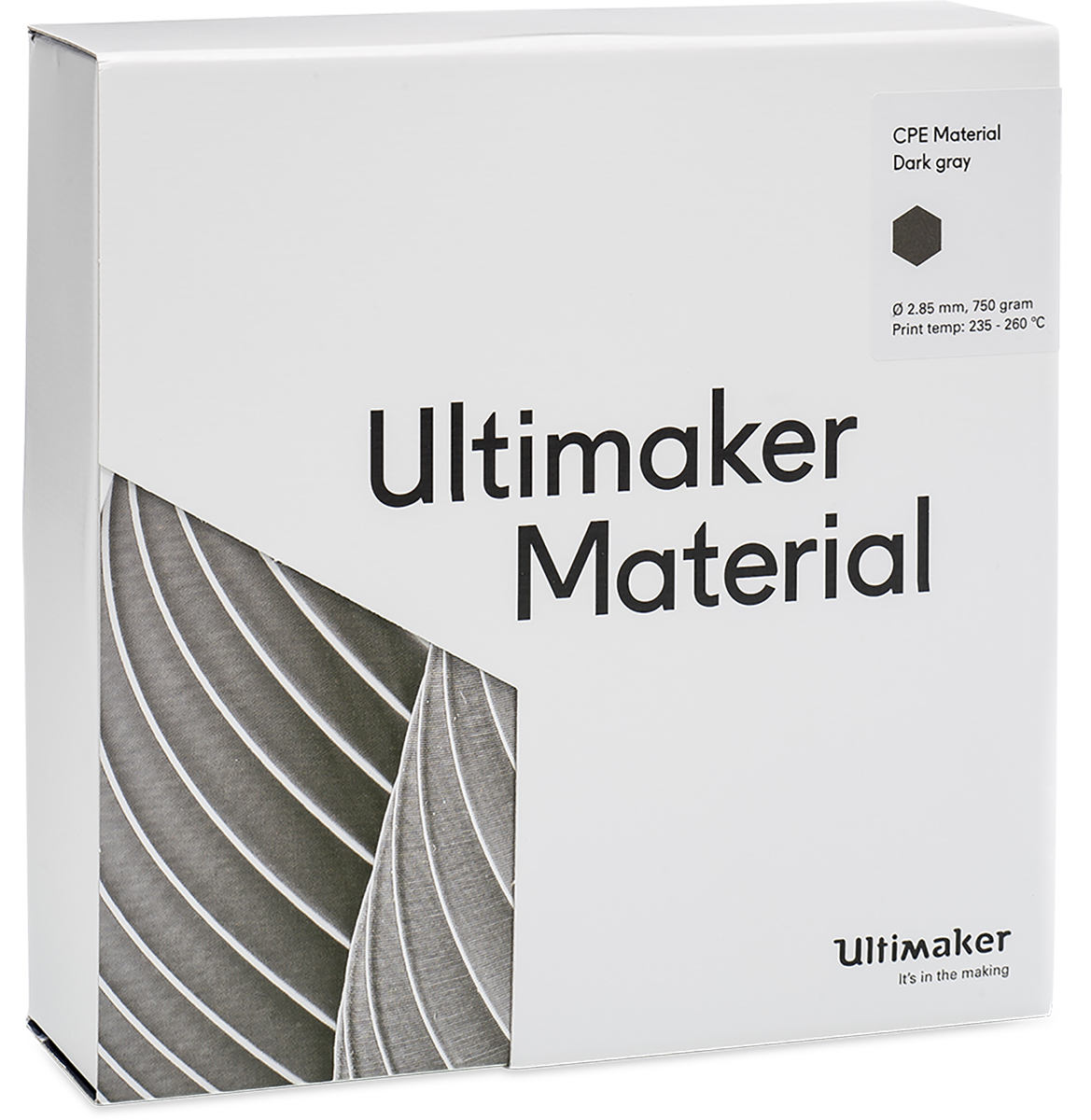 1634 Ultimaker 2.85 mm Grey CPE 3D Printer Filament, 750 g