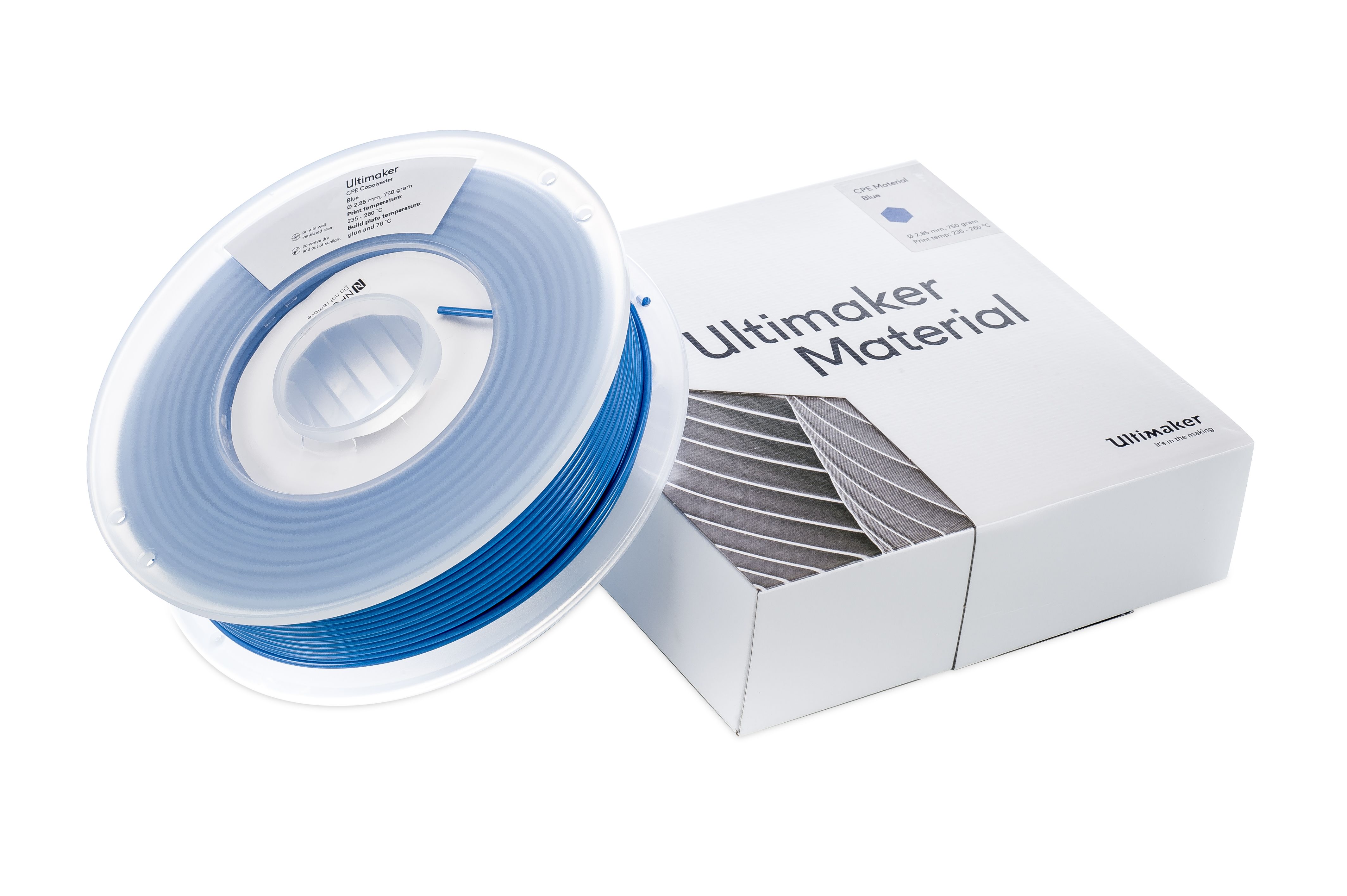 1636 Ultimaker 2.85 mm Blue CPE 3D Printer Filament, 750 g