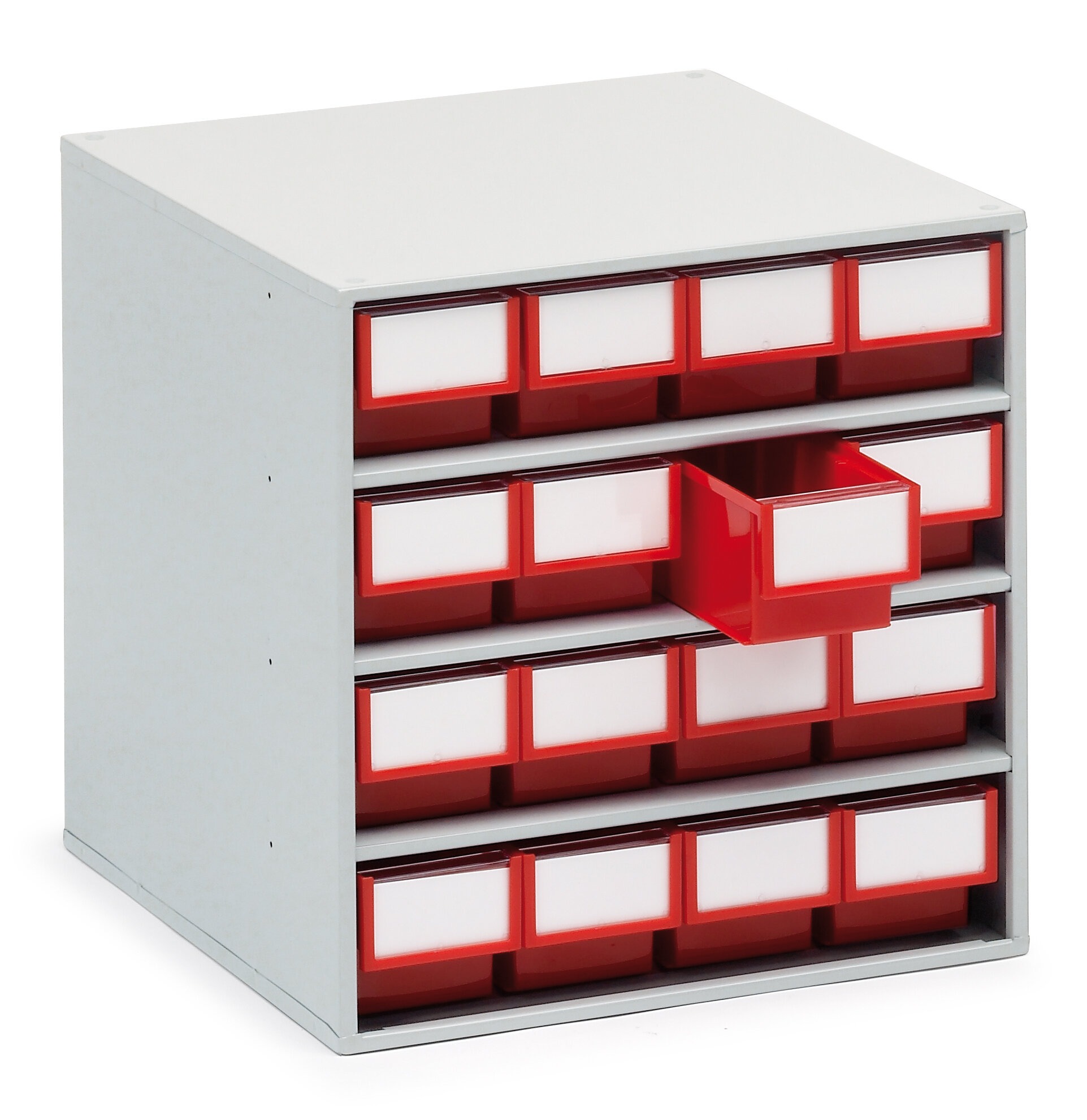 Treston Drawer Storage Unit 16, Plastic, 395 mm x 400mm x 400 mm, Red