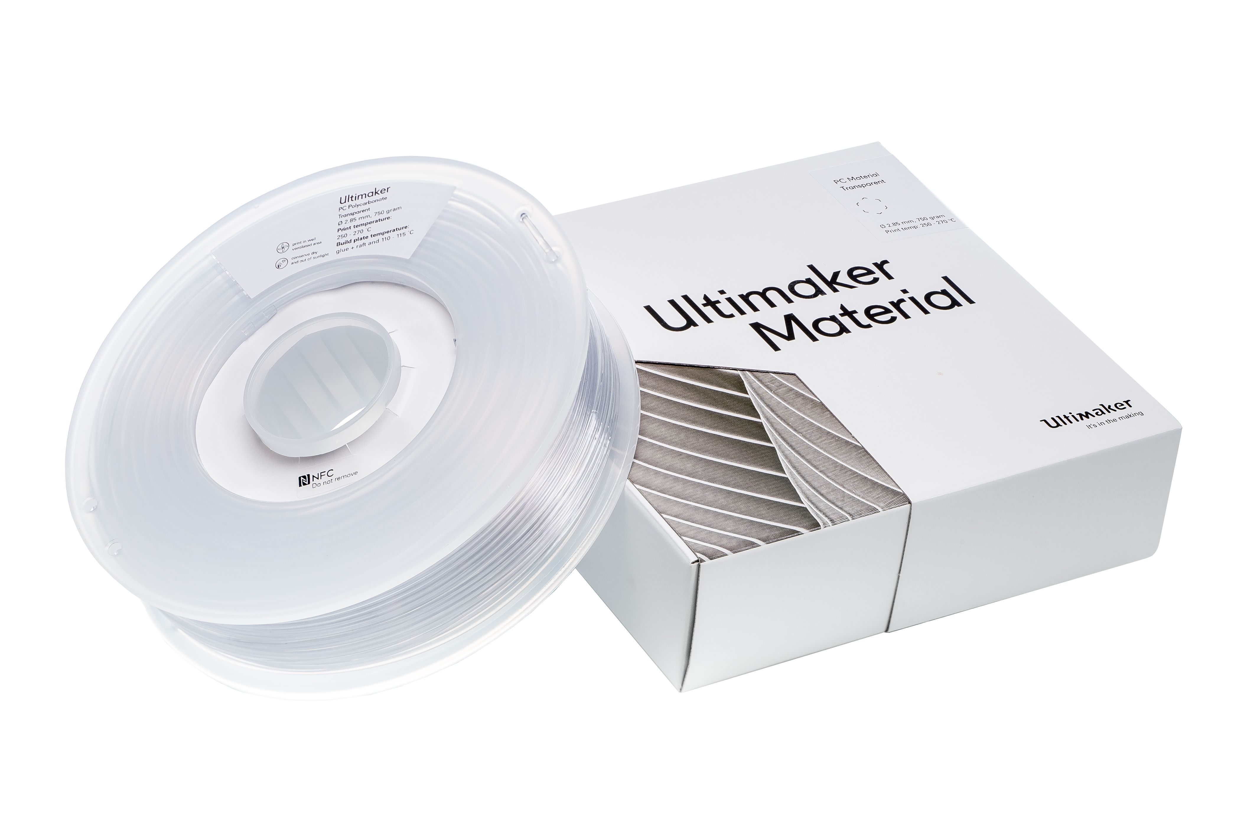 1640 Ultimaker 2.85 mm Transparent Polycarbonate 3D Printer Filament, 750 g