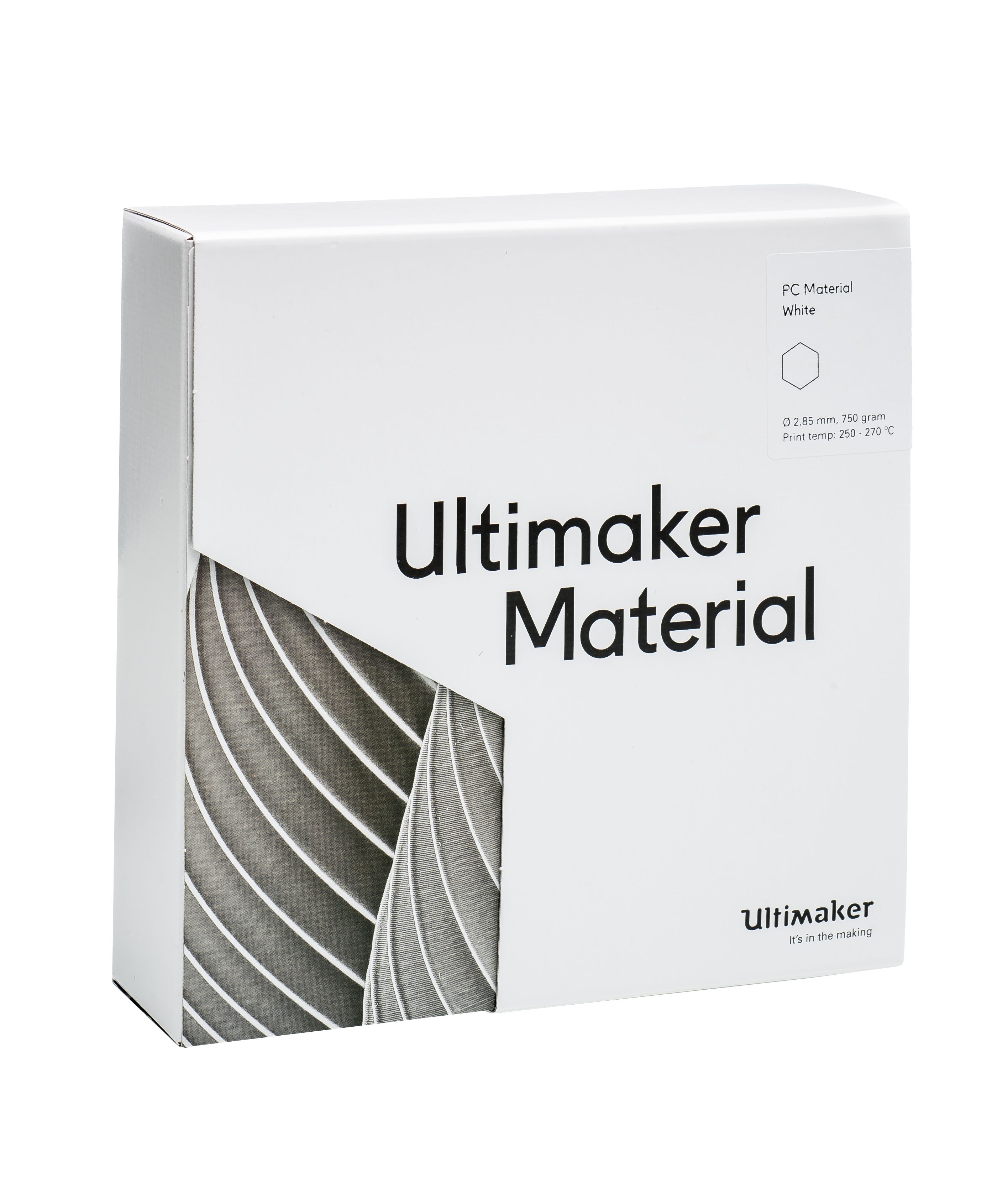 Ultimaker 2.85 mm White Polycarbonate 3D Printer Filament, 750 g