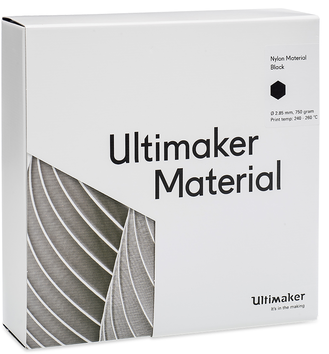 1646 Ultimaker 2.85 mm Black Polyamide 3D Printer Filament, 750 g