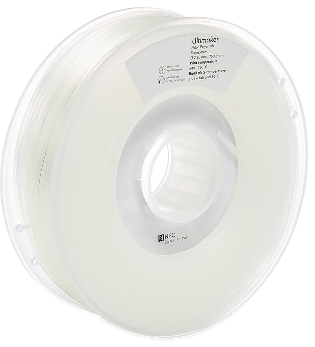Ultimaker 2.85 mm Transparent Polyamide 3D Printer Filament, 750 g