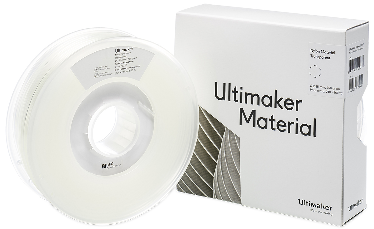 1647 Ultimaker 2.85 mm Transparent Polyamide 3D Printer Filament, 750 g
