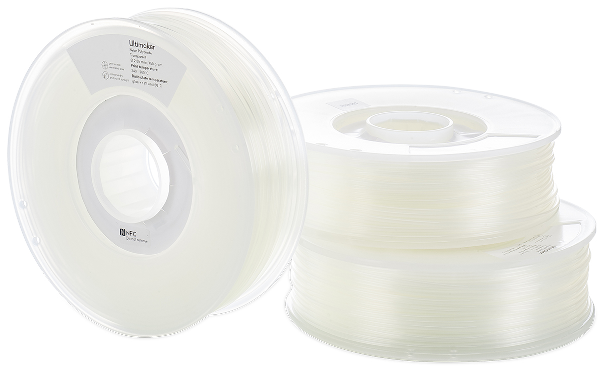 1647 Ultimaker 2.85 mm Transparent Polyamide 3D Printer Filament, 750 g