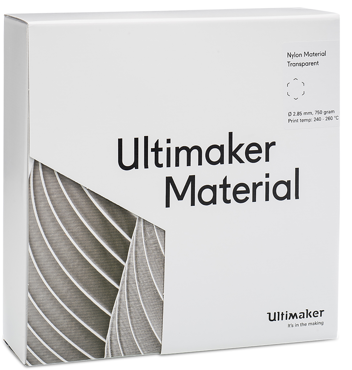 1647 Ultimaker 2.85 mm Transparent Polyamide 3D Printer Filament, 750 g