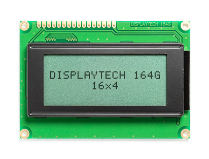 Displaytech 164 g Alphanumeric LED LCD Monochrome Display, White on Green, 2 x 16