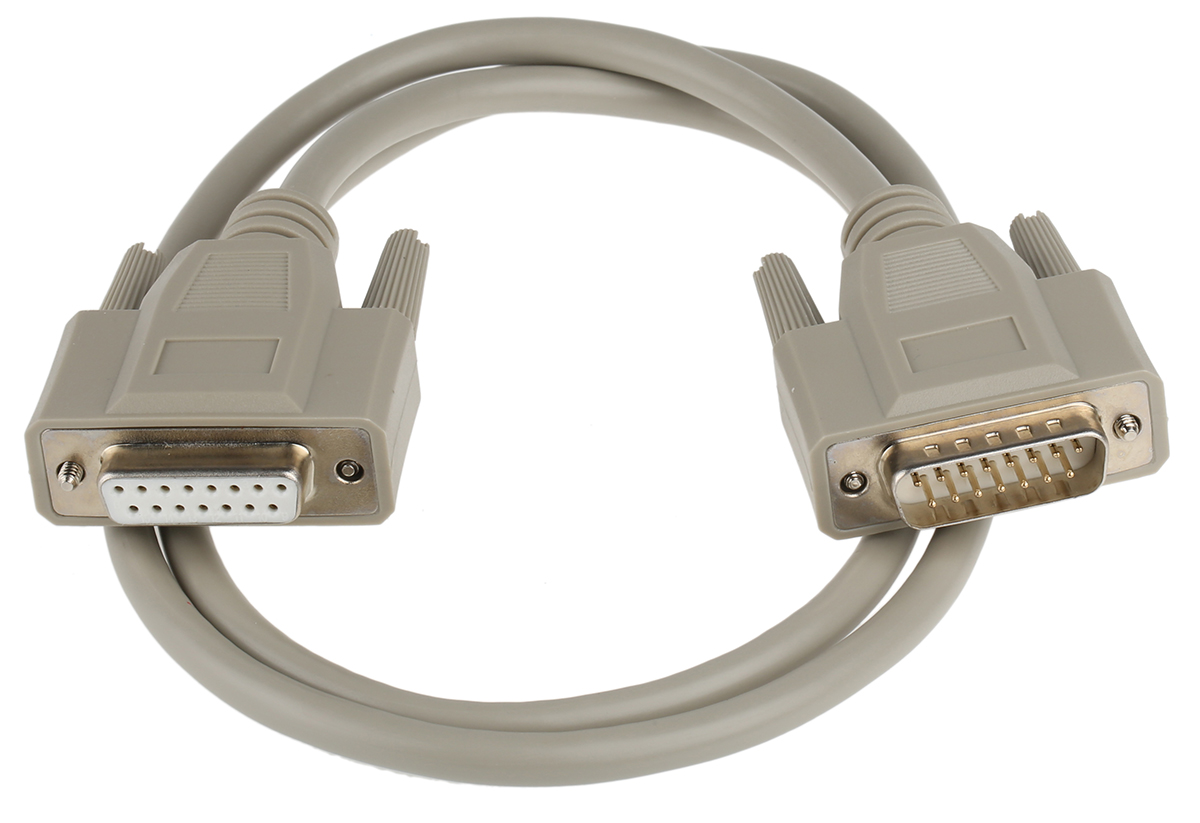 1656262 Phoenix Contact Male D-Sub 15-Pin to Female DB15 Serial Cable, 1 m Polyvinyl Chloride, VS-15-DSUB-20-LI-1.0 Series