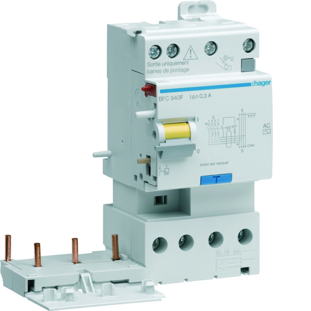 Hager BFH RCCB, 40A, 3P+N Pole, 300mA, Type A-HI