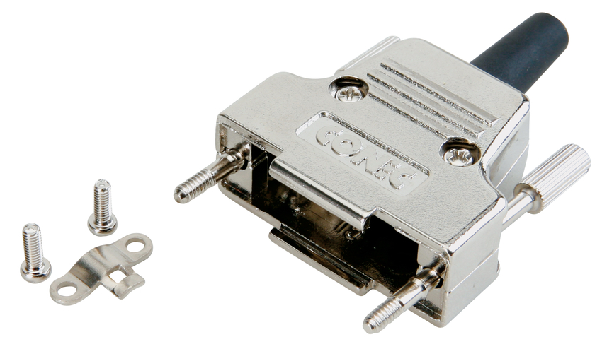 CONEC 165X Series Gadolinium Zinc Alloy Straight D-Sub Backshell, 9 Way Strain Relief