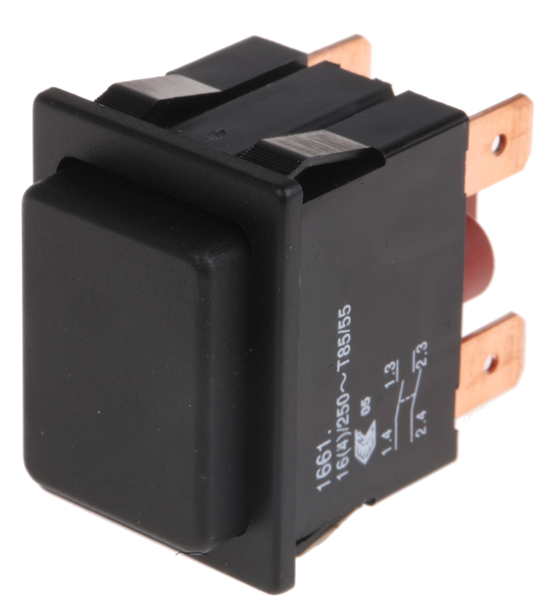 Marquardt Push Button Switch, Momentary, Panel, 30 x 22 mm Cutout, DPST, Black LED, IP67 250 V ac