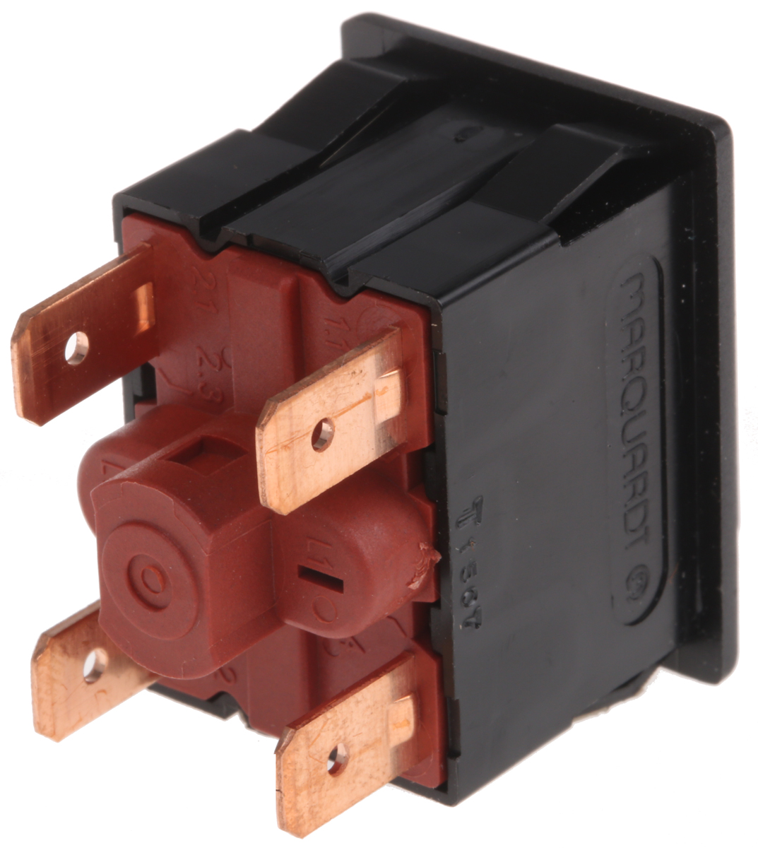 16610101 Marquardt Push Button Switch, Momentary, Panel, 30 x 22 mm Cutout, DPST, Black LED, IP67 250 V ac