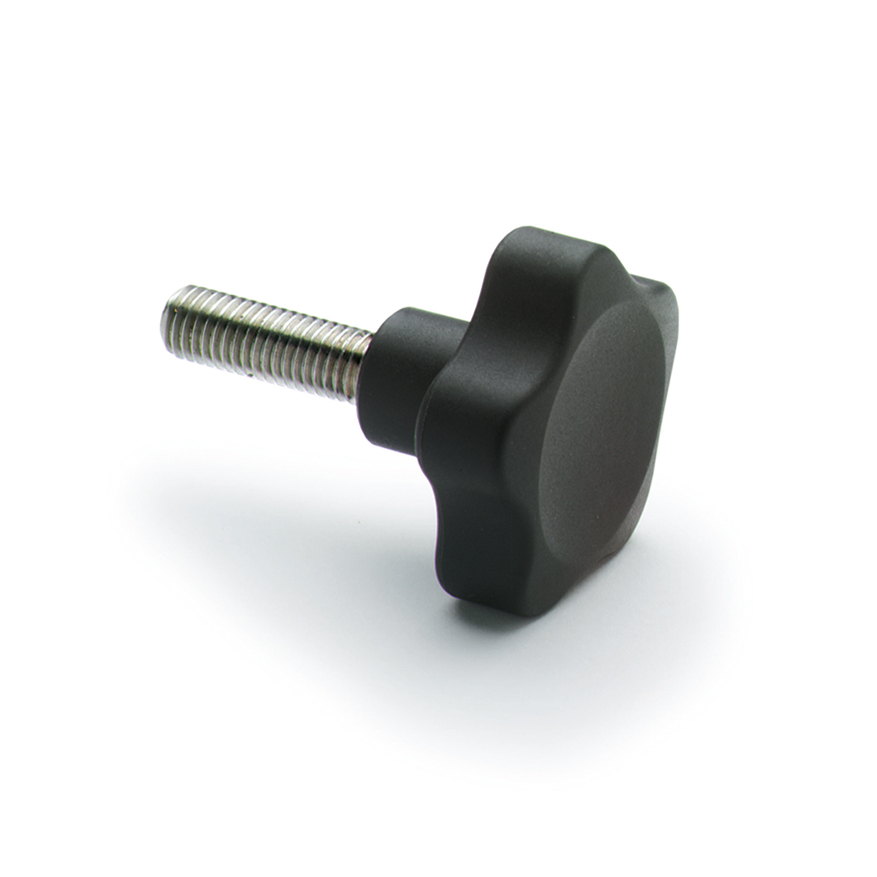 Elesa 166264 Black Fibreglass Reinforced Polyamide Five Lobes Knob, M6, Threaded Through Hole
