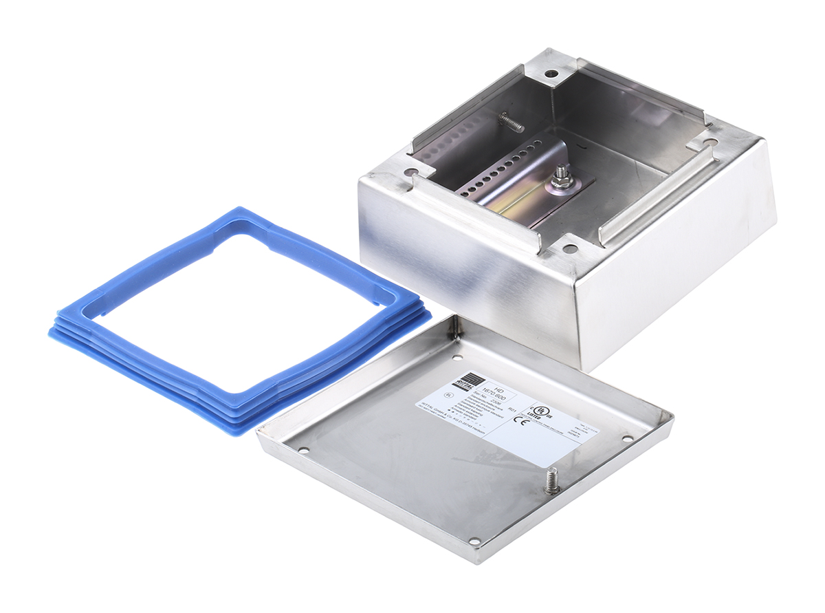 1670600 Rittal HD Series Stainless Steel Terminal Box, IP66, IPX9, 150 mm x 150 mm x 80 mm