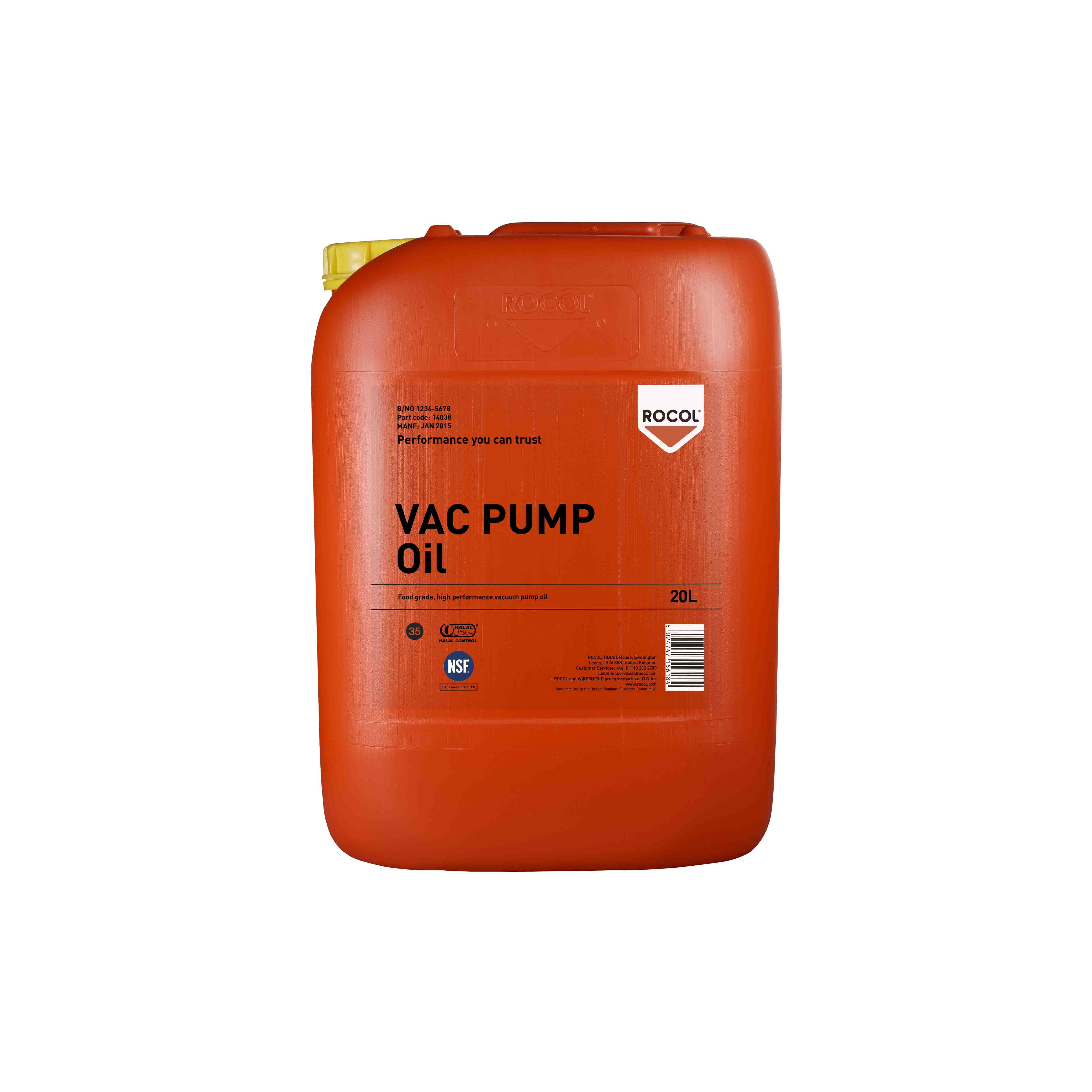 Rocol V ac Pump Oil Lubricant Multi-Purpose 20 L Can Food Safe