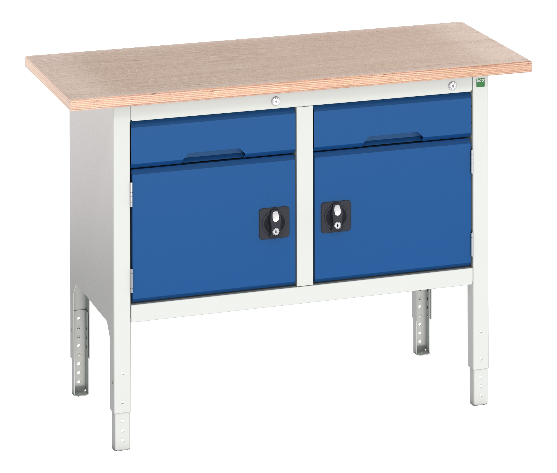 Bott Steel Workbench, 75kg Max Load Adjustable Height, 930 mm x 1250mm x 600 mm