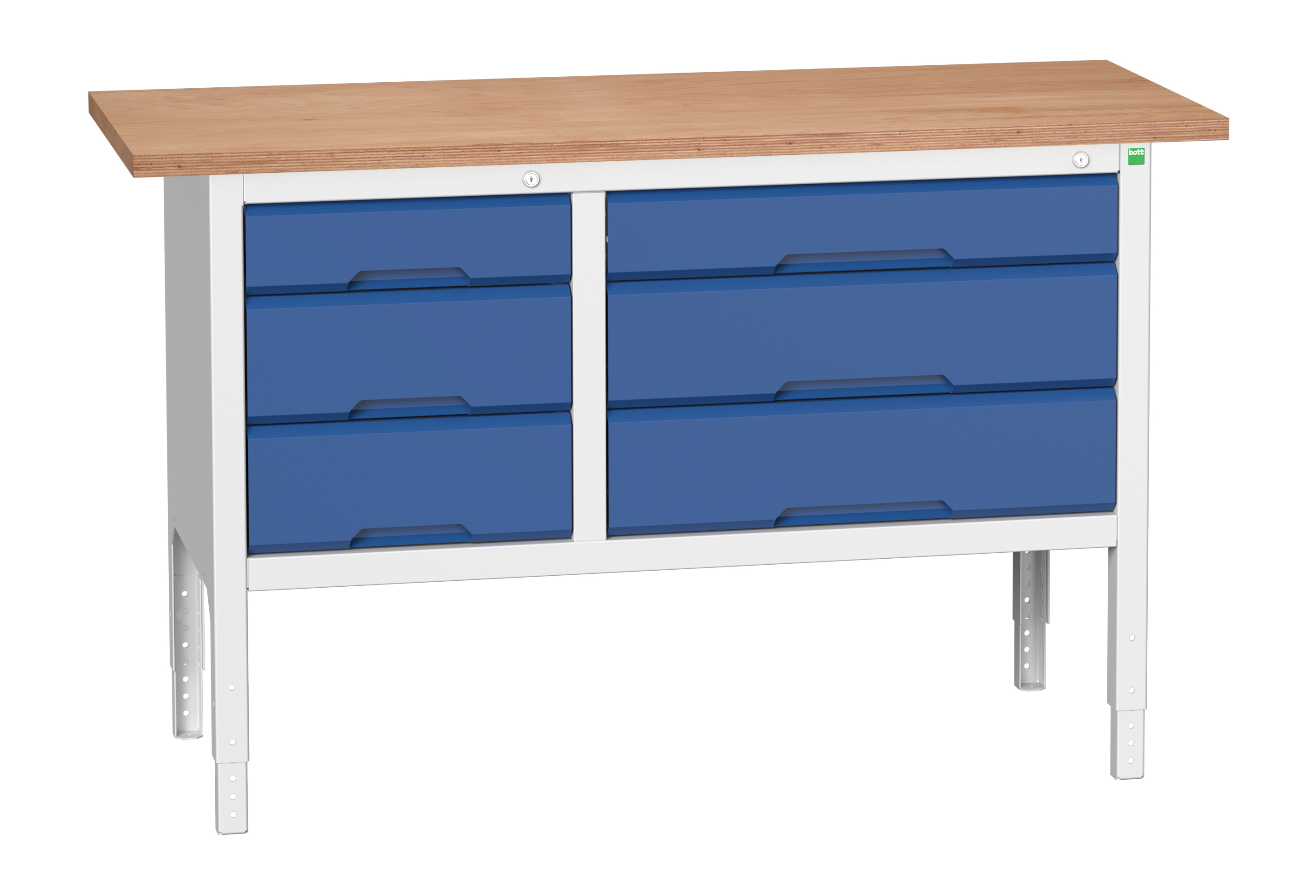 Bott Steel Workbench, 75kg Max Load Adjustable Height, 930 mm x 1500mm x 600 mm