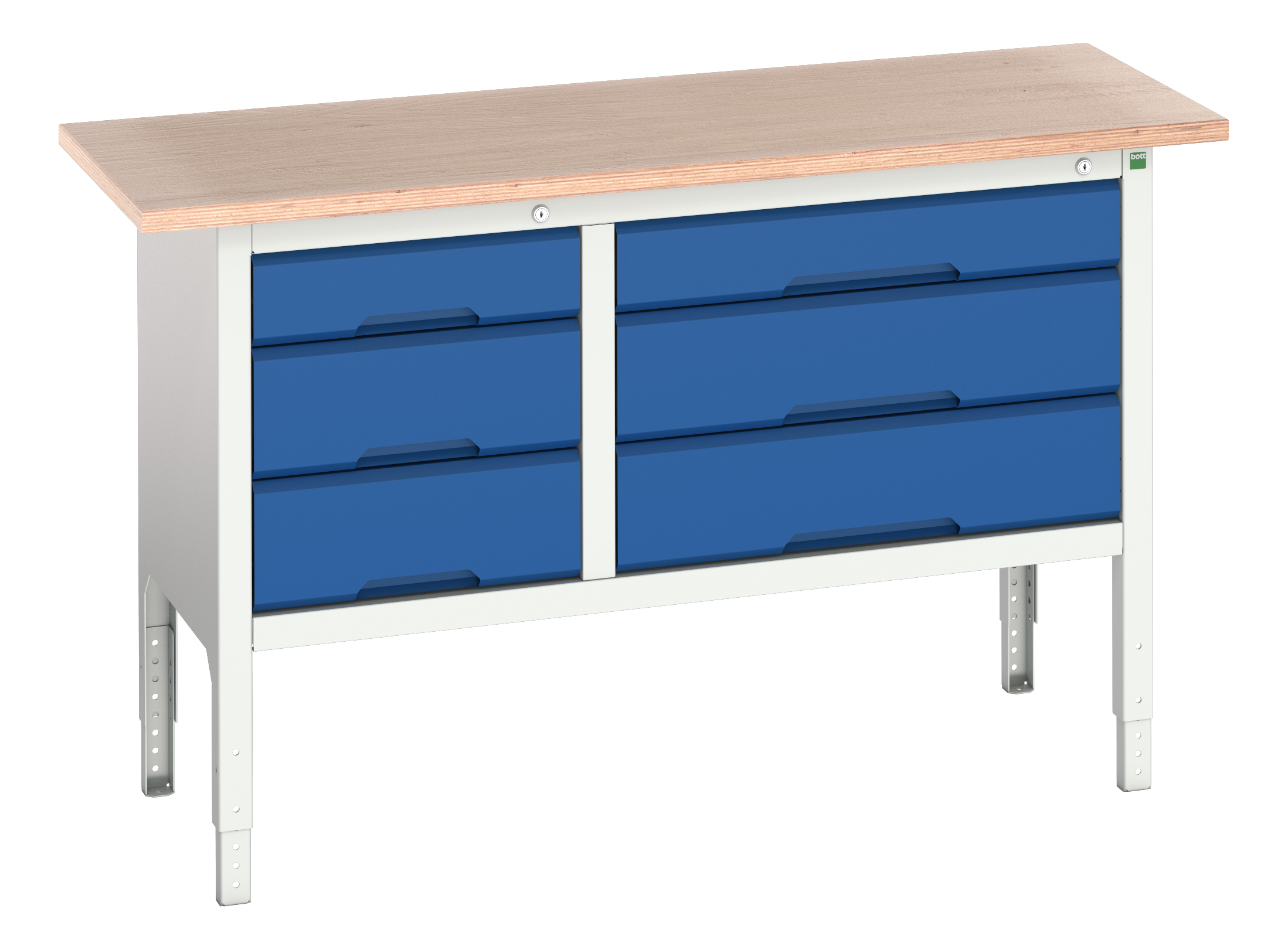 Bott Steel Workbench, 75kg Max Load Adjustable Height, 930 mm x 1500mm x 600 mm