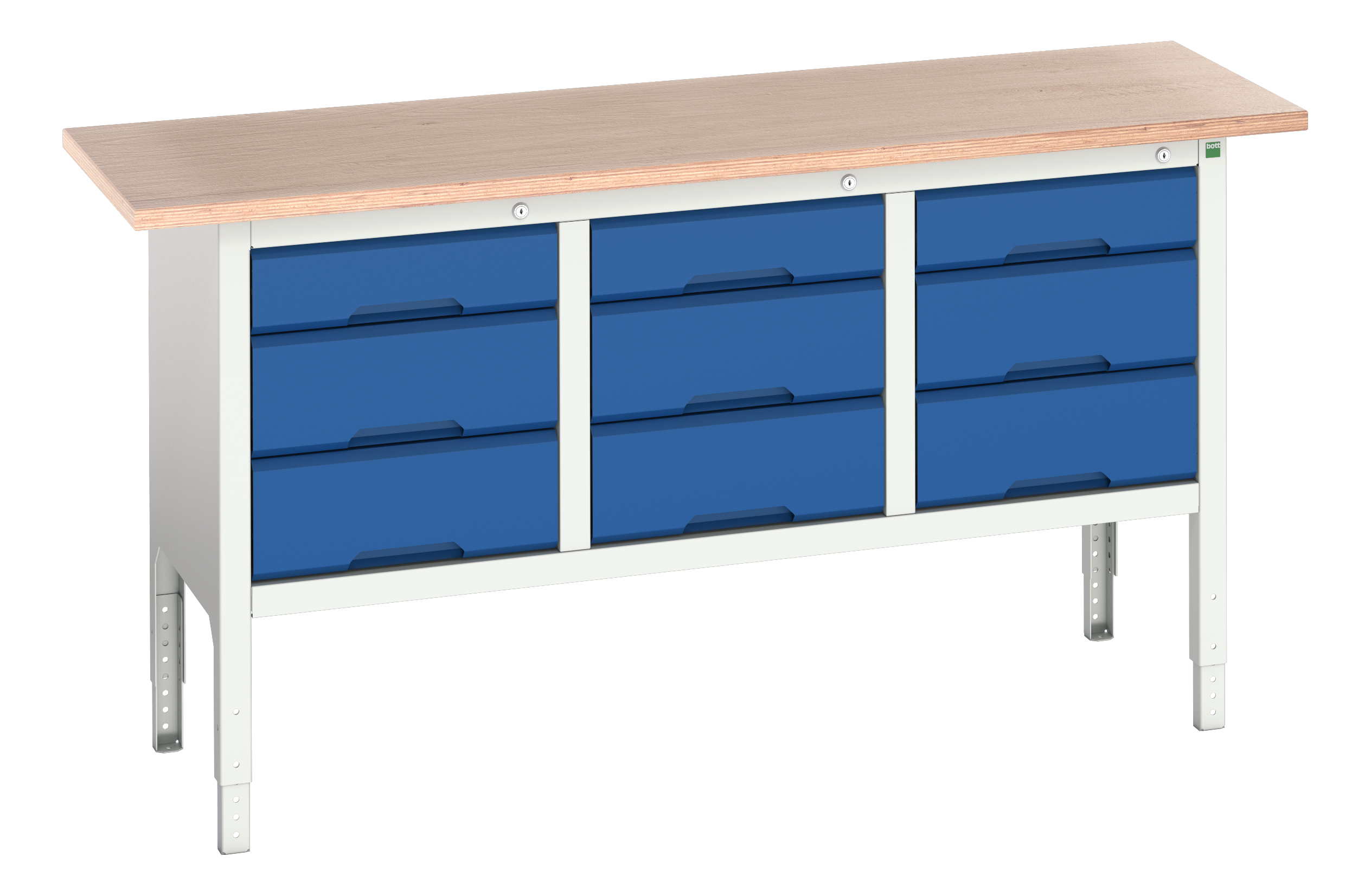 Bott Steel Workbench, 75kg Max Load Adjustable Height, 930 mm x 1750mm x 600 mm
