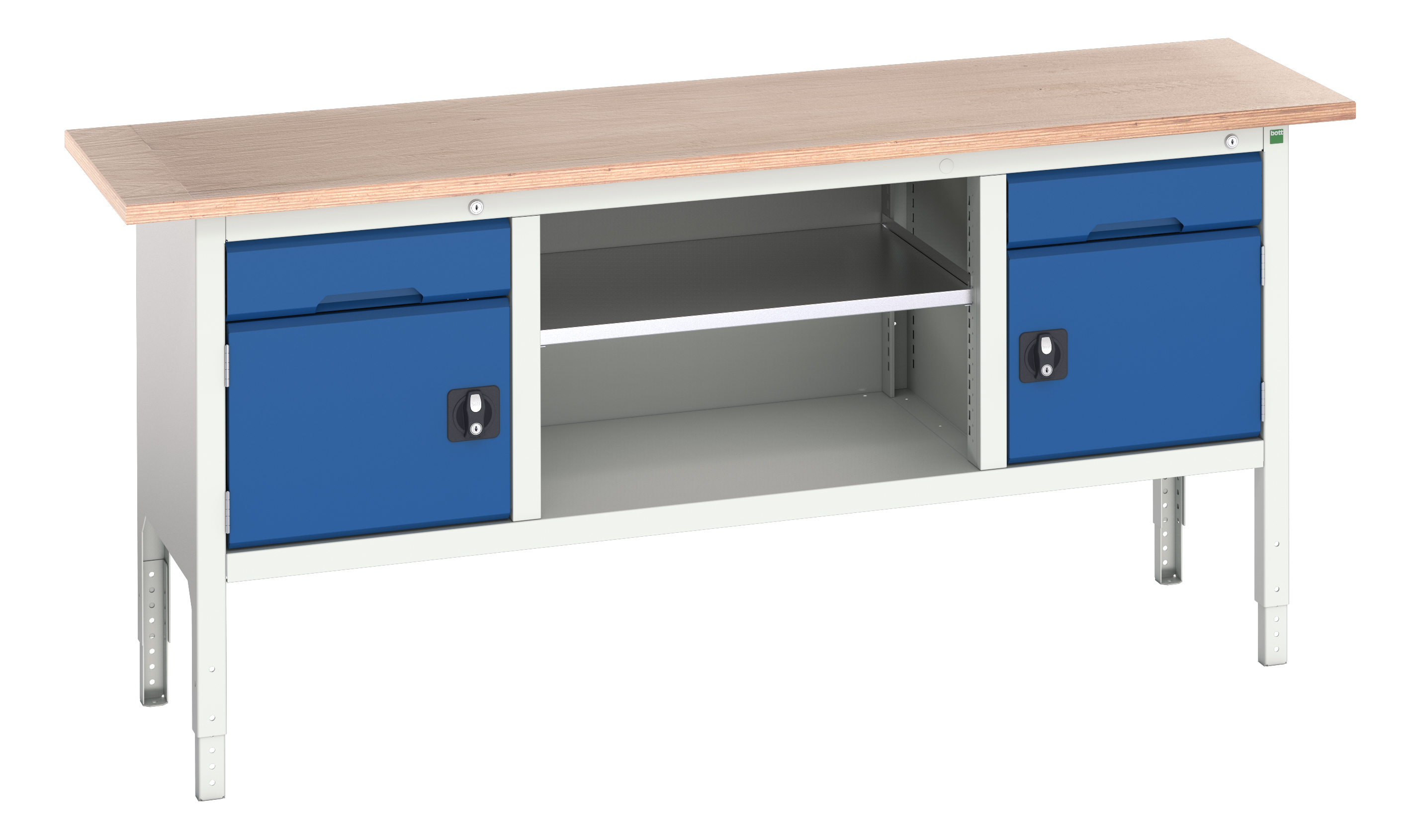 Bott Steel Workbench, 75kg Max Load Adjustable Height, 930 mm x 2000mm x 600 mm