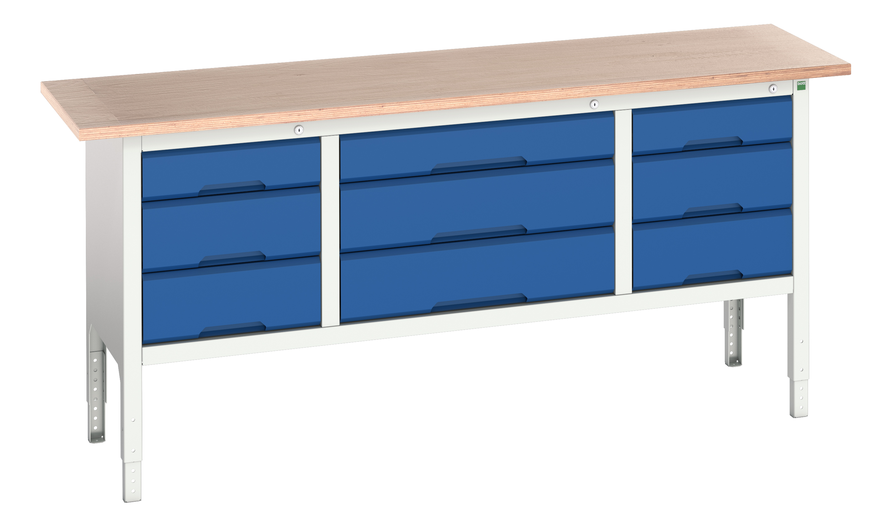 Bott Steel Workbench, 75kg Max Load Adjustable Height, 930 mm x 2000mm x 600 mm