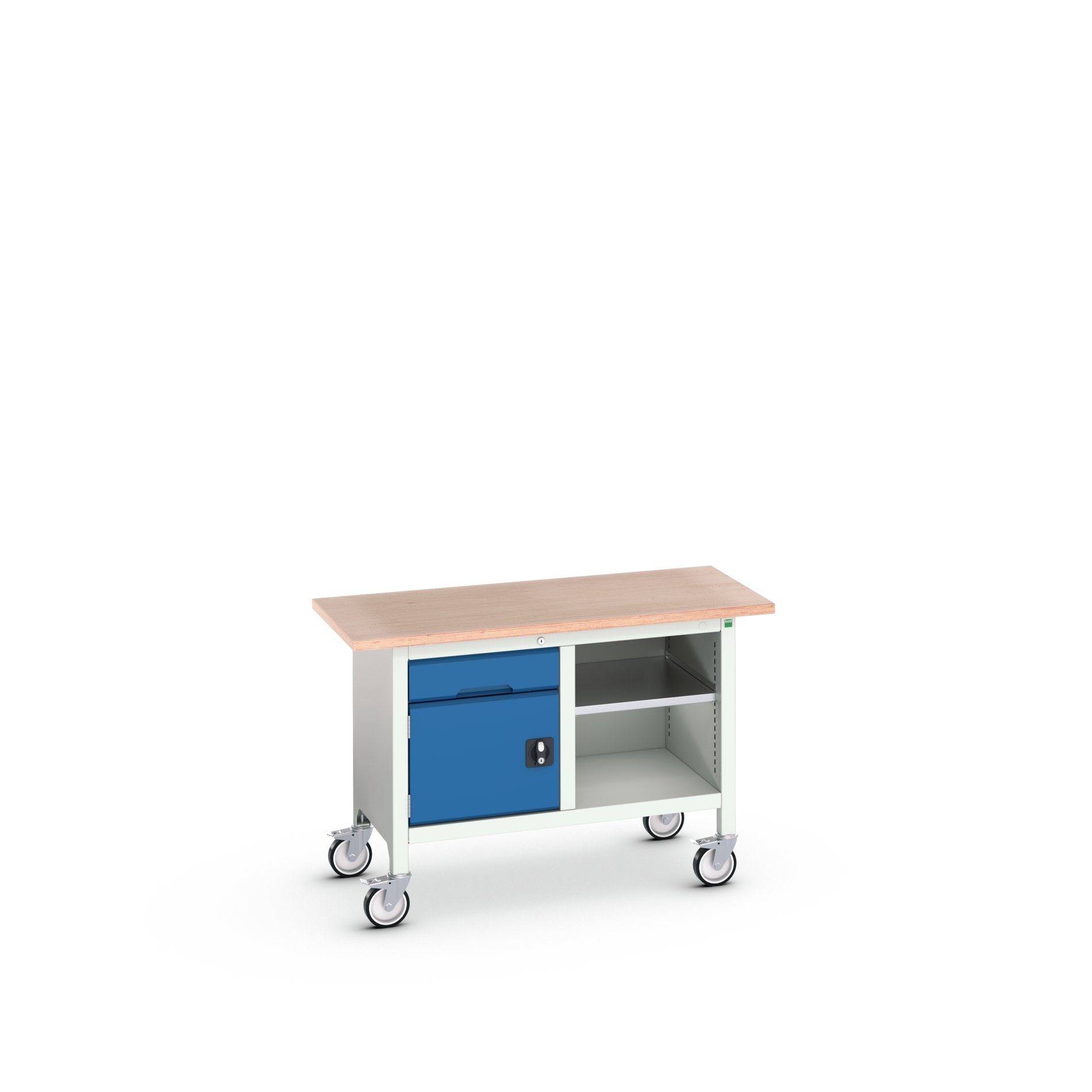 Bott 1 Door, 1 Drawer Sheet Steel Floor Standing Storage Cabinet 830 mm 1250mm, 600 mm