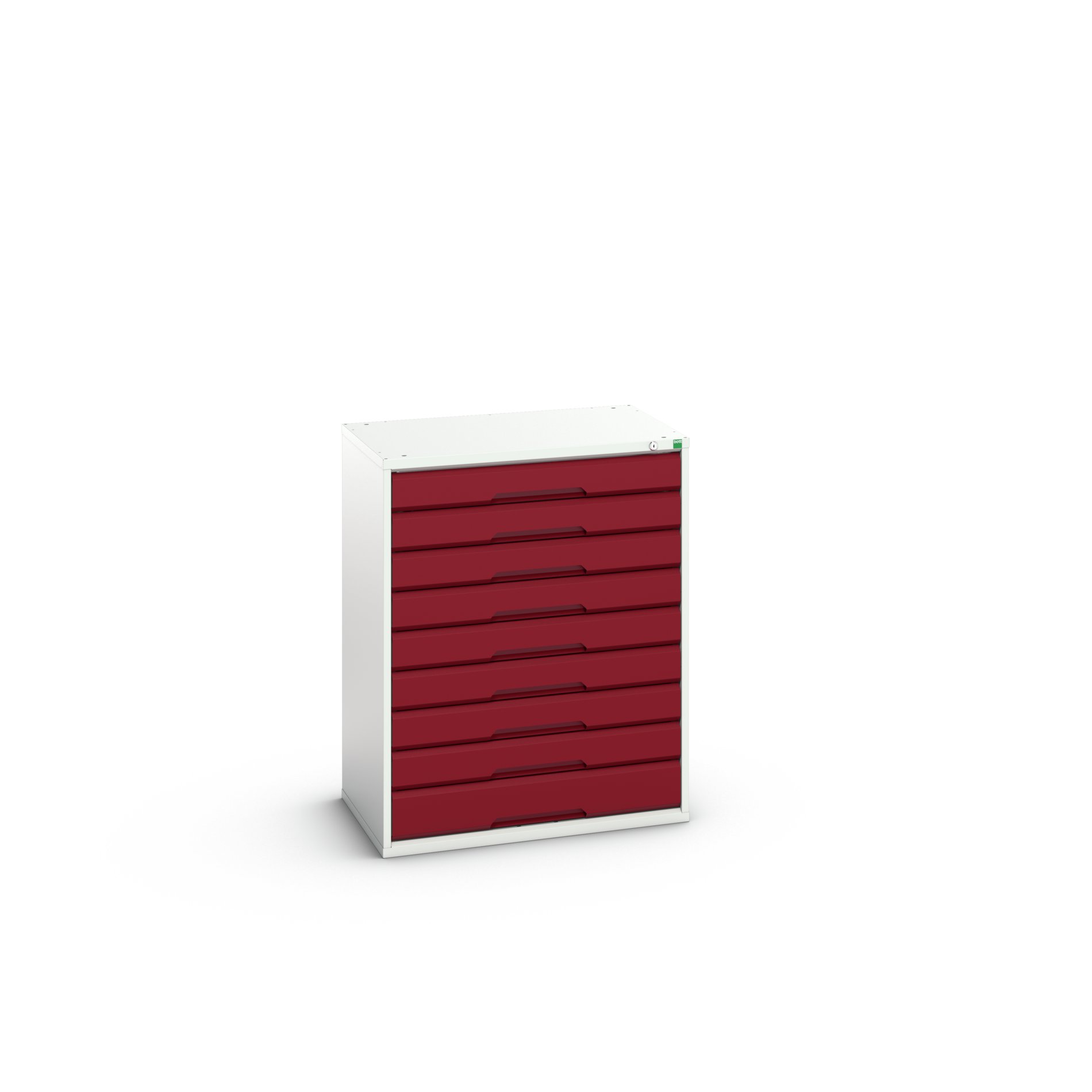 Bott Cabinet 9, Steel, 1000 mm x 800mm x 550 mm, Red, Light Grey