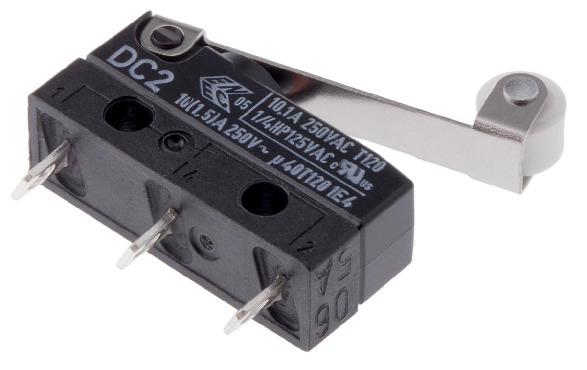 ZF Roller Lever Micro Switch, Solder Terminal, 10.1 A @ 250 V ac, SPDT, IP6K7