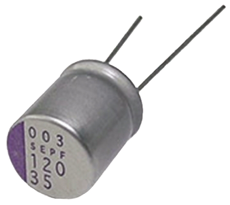 Panasonic 330 μF Through Hole Polymer Capacitor, 16V dc